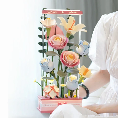 Puzzle 3D Květinová kytice - Kvetoucí kytice Box | Model DIY ROKR