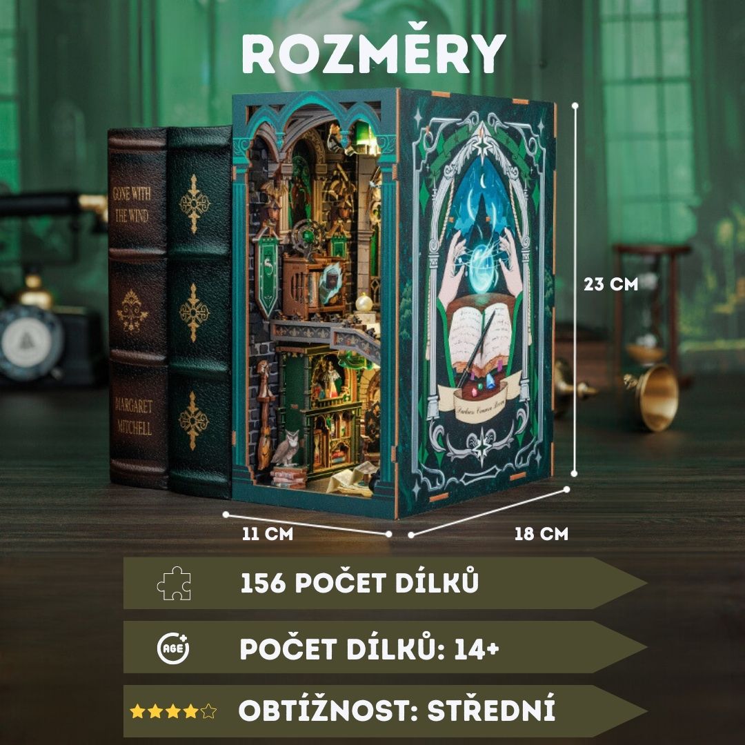 DIY Book Nook - Darkness Common Room |  Puzzle 3D – rozměry modelu