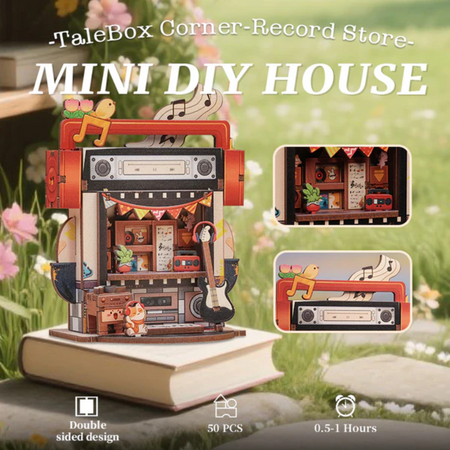 Dřevěná sada Puzzle 3D - Record Store