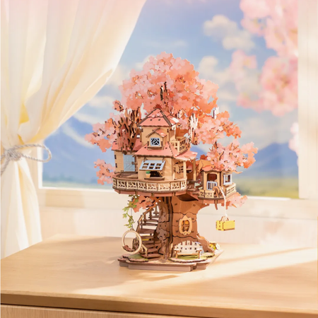Puzzle 3D dům na stromě - Sakura Tree House | Model DIY Rolife Robotime