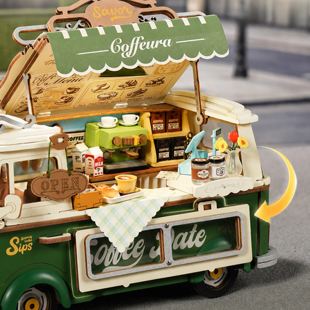 Coffee Truck Leo's – 3D puzzle Rolife, pojízdná kavárna s LED