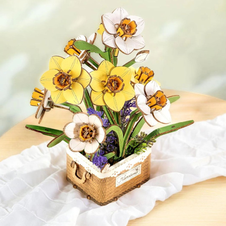 Kytice narcisů – 3D puzzle Rowood, dřevěná, neuvadne