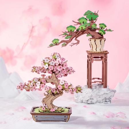Sakura Bonsai – 3D puzzle Robotime, dřevěná dekorace s motivem japonské třešně