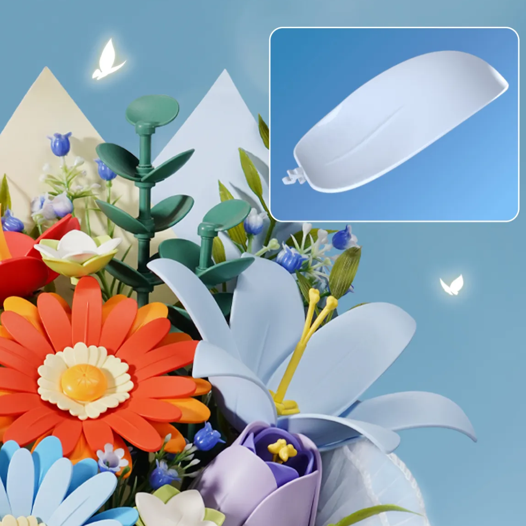 Teplé světlo jako při západu slunce – Kytice Twilight Sky – 3D puzzle ROKR, motýli a LED, efekt pohybu
