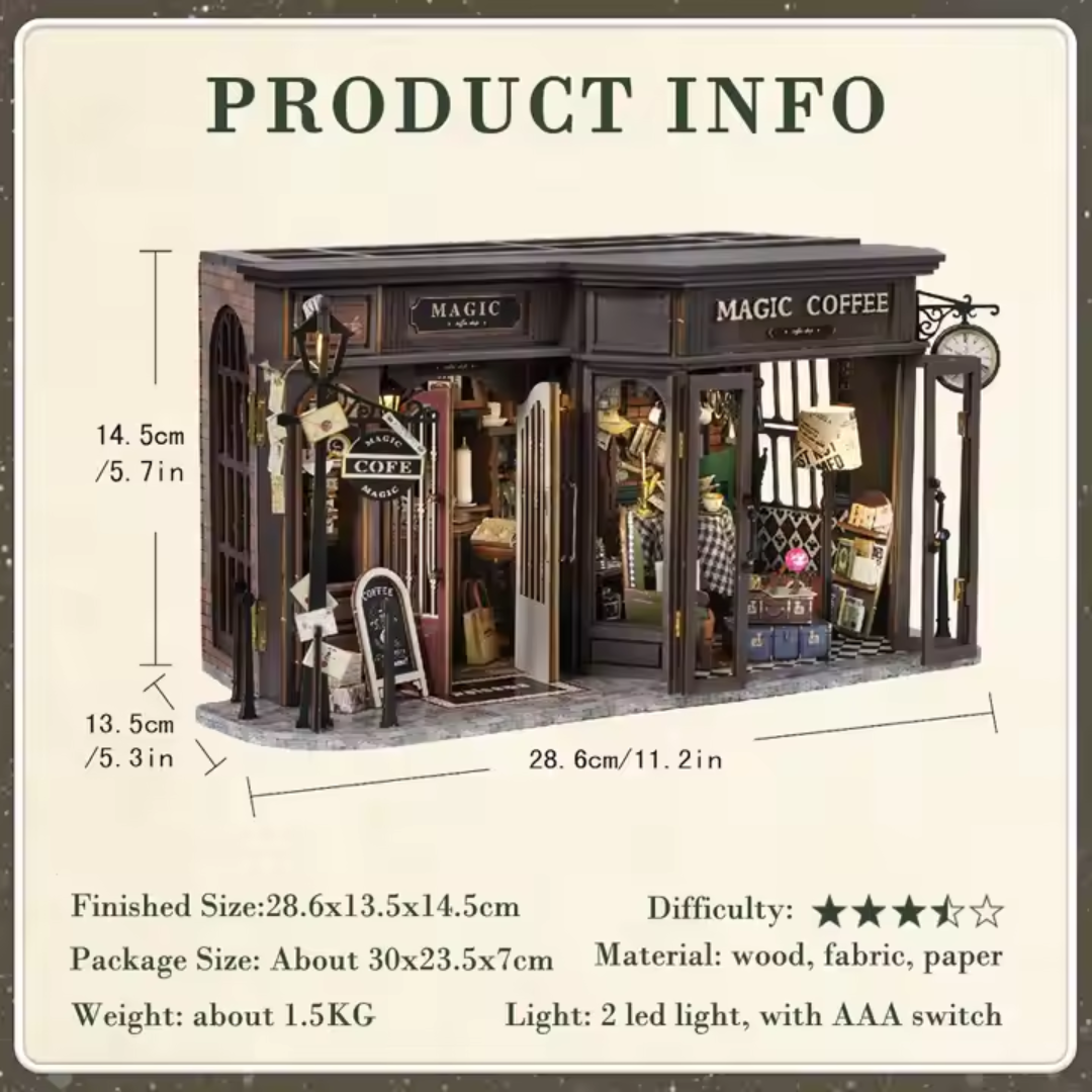 DIY Domeček miniatur - Magic Coffee Shop | Domeček miniatur Cutebee – rozměry modelu