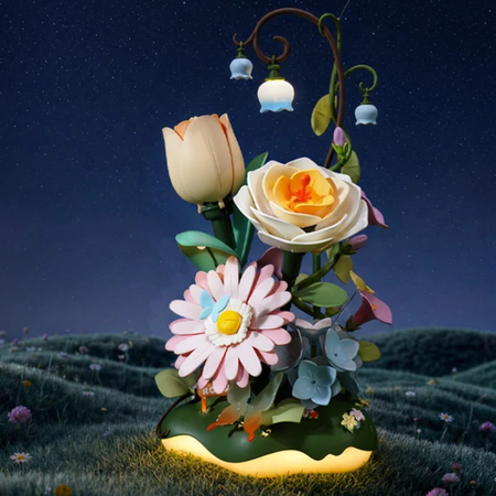 Garden Ramble – 3D puzzle ROKR, kytice s LED osvětlením (206 dílků)