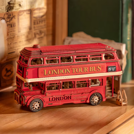 Dřevěná sada Puzzle 3D - London Tour Bus | Robotime